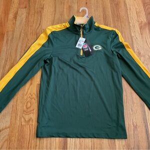 Antigua Green and Yellow Zip Up Sweater